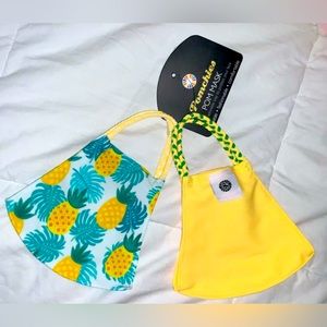 New POMCHIES Pineapple face mask lot of 2 neoprene UPF 50 + masks